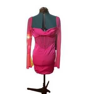 Oh Polly Hot Pink Girly Baddie Feminine Corseted Mini Dress A24